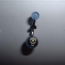Blue Acrylic Logo Belly Navel Ring 14G Skull Logo *New*