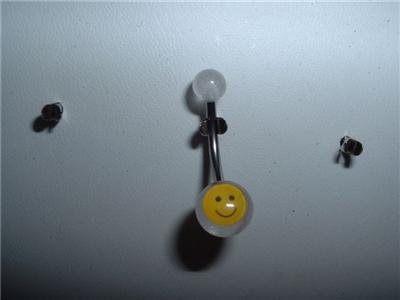 Yellow Smile Logo Belly Navel Ring Acrylic Logo *New*