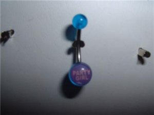 Acrylic Logo Belly Ring "Party Girl"14G New