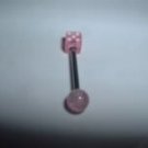 Pink Dice Tongue Ring 14G NEW FREE SHIP