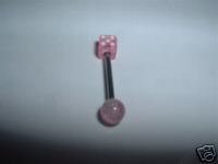 Pink Dice Tongue Ring 14G NEW FREE SHIP