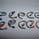 10 Pack Spiral Eyebrow Rings 16G Acrylic Ends RARE ITEM *FREE SHIP*