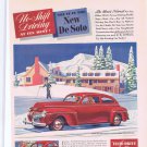 1941 New De Soto Automobile Original Vintage Advertisement in Winter Ski Lodge