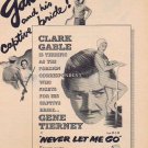 Never Let Me Go 1953 Original Movie Ad with Clark Gable and Gene Tierney