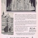 1924 Indiana Limestone Original Vintage Ad with Carved Group Figure a University of Illinois