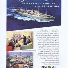 1957 Delta Cruise Ship Lines Original Vintage Ad to Brazil, Uruguay and Argentina