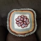 Crocheted pillow, cushion cover with flower, handmade, multicoloured, small