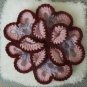 Crocheted pillow, cushion cover with flower, handmade, multicoloured, small
