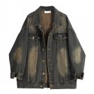 Collar Denim Jacket For WomenMen Blue Short Winter Coat S-3XL