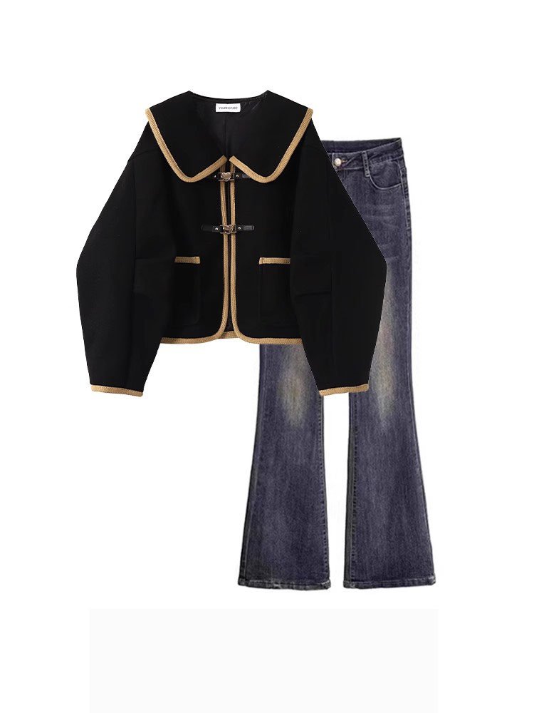 Womens Full Length Pants And Long Sleeve Black Coat For Outfit M L XL XXL