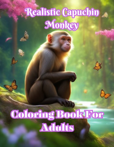 Realistic Capuchin Monkey Coloring Book For Adults