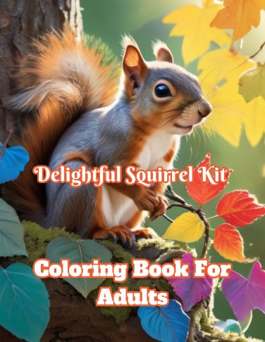 Delightful Squirrel Kit Coloring Book For Adults