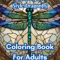 Stained Glass Style Dragonfly Coloring Book For Adults
