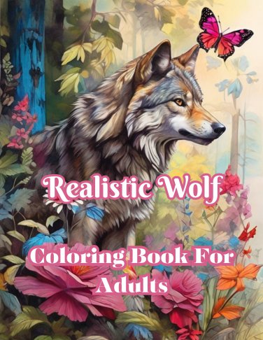 Realistic Wolf Coloring Book For Adults