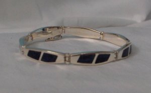 Handcrafted .950 Silver Bracelet with Blue Stone