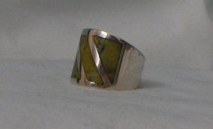 100% Genuine .950 Sterling Silver Ring with Jade