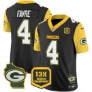 Men's Green Bay Packers Brett Favre Black 2024 F.U.S.E. 13 Time World Champions Patch Jersey