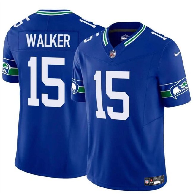 Men's Seattle Seahawks P.J. Walker Royal 2024 F.U.S.E Throwback Vapor Football Jersey