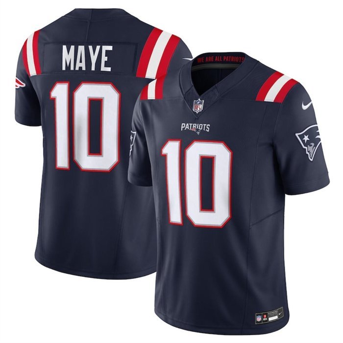 Men's New England Patriots Drake Maye Navy 2024 F.U.S.E. Vapor Football Jersey