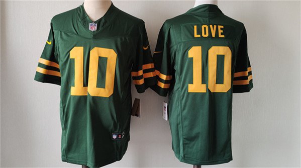 Men's Green Bay Packers Jordan Love Green Color Rush 2023 F.U.S.E. Football Jersey