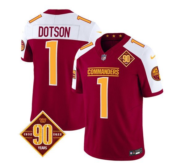 Men's Commanders Jahan Dotson Burgundy White 2023 F.U.S.E. 90th Anniversary Football Jersey
