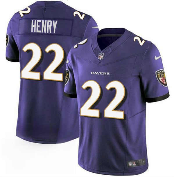 Men's Baltimore Ravens Derrick Henry Purple 2023 F.U.S.E. Vapor Limited Football Stitched Jersey