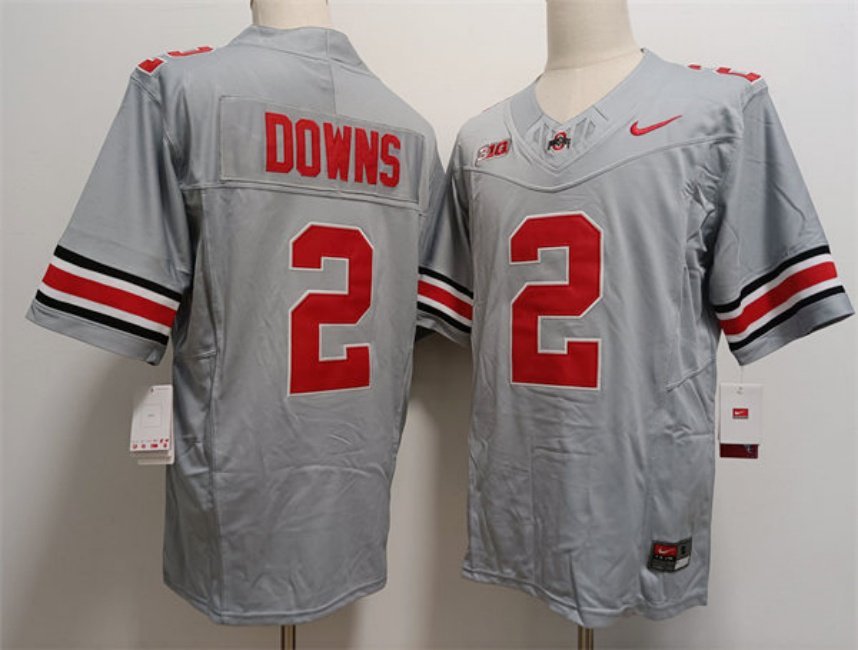 Men's Ohio State Buckeyes Caleb Downs Gray 2023 F.U.S.E. Limited Stitched Jersey