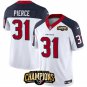 Men's Texans Dameon Pierce White Navy 2023 F.U.S.E. AFC South Champions Patch Jersey
