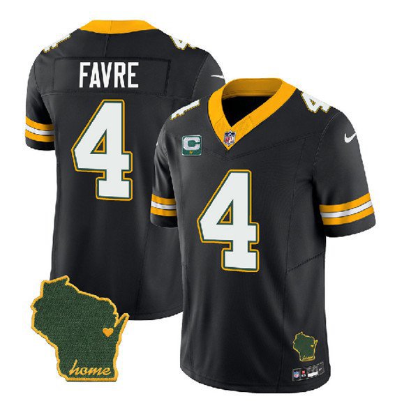 Men's Green Bay Packers Brett Favre Black 2023 F.U.S.E. Home Patch Vapor Jersey