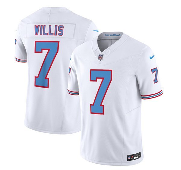 Men's Titans Malik Willis 2023 FUSE White Football Jersey