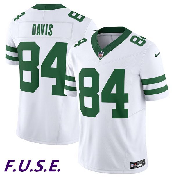 Men's Jets Corey Davis White 2023 F.U.S.E. Vapor Throwback Stitched Jersey