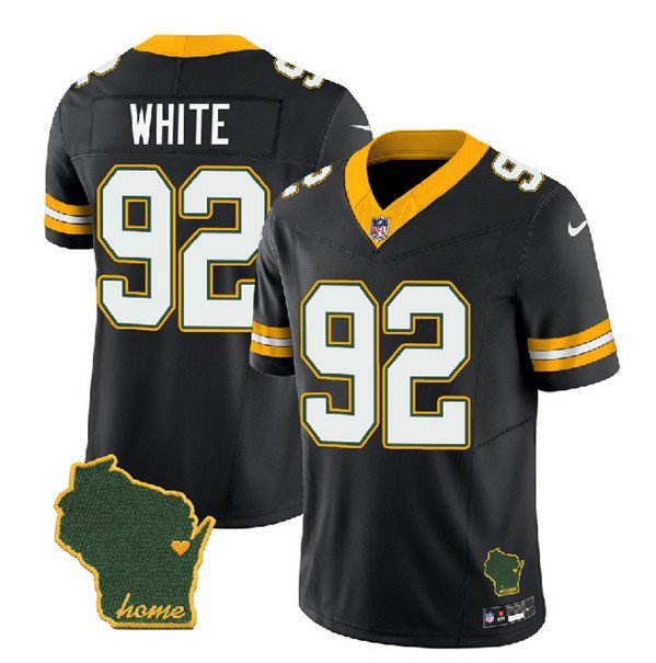 Men's Green Bay Packers Reggie White Black 2023 F.U.S.E. Home Patch Vapor Jersey