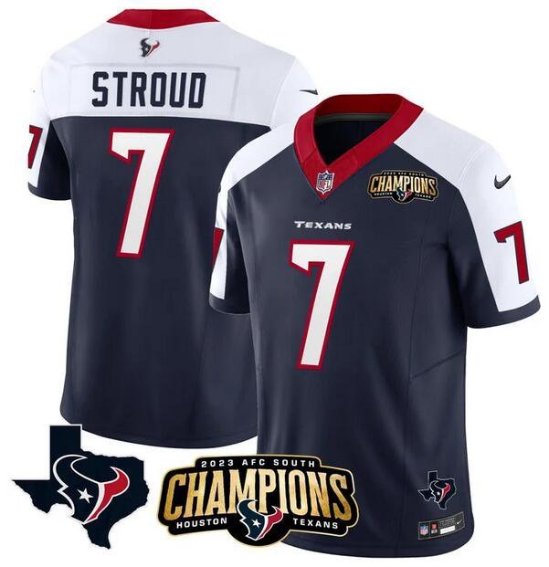 Men's Texans C.J. Stroud Navy White 2023 F.U.S.E. AFC South Champions Patch Jersey