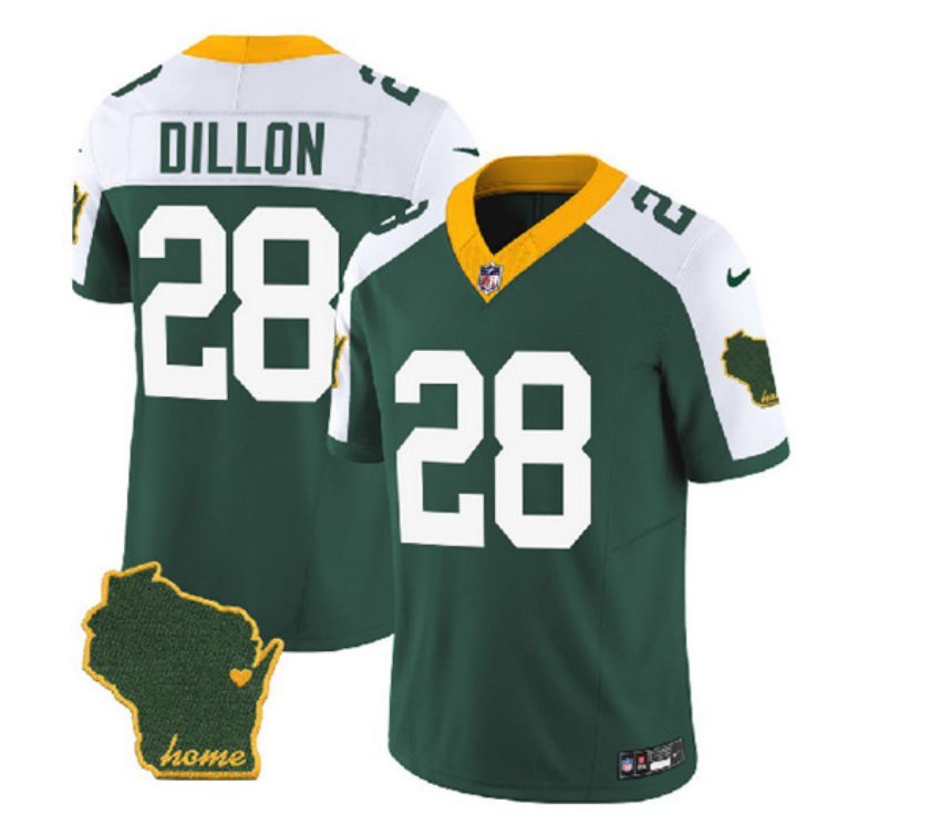 Men's Green Bay Packers AJ Dillon Green 2023 F.U.S.E. Home Patch Vapor Jersey