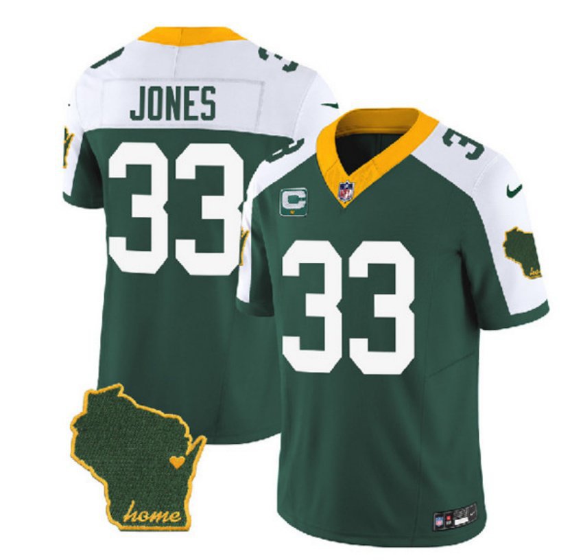 Men's Green Bay Packers Aaron Jones Green 2023 F.U.S.E. Home Patch Vapor Jersey