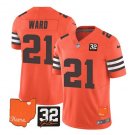 Men's Cleveland Browns Denzel Ward Orange 2023 F.U.S.E. With Jim Brown Jersey