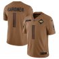 Men & Youth #1 Sauce Gardner New York Jets 2023 Salute to Service Bronw Jersey