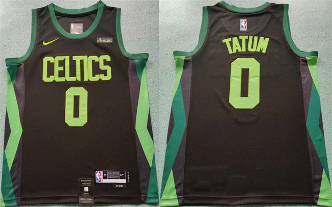 Men's Boston Celtics #0 Jayson Tatum Black 2024-25 City Edition Statement Edition Stitched Jersey