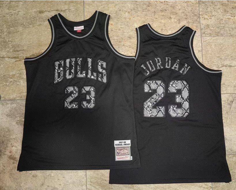 Men's Leather Snakeskin Michael Jordan Chicago Bulls 1997-98 Jersey