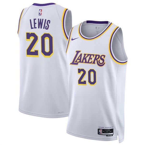 Men's Los Angeles Lakers Maxwell Lewis White 2024 Association Edition Stitched Jersey