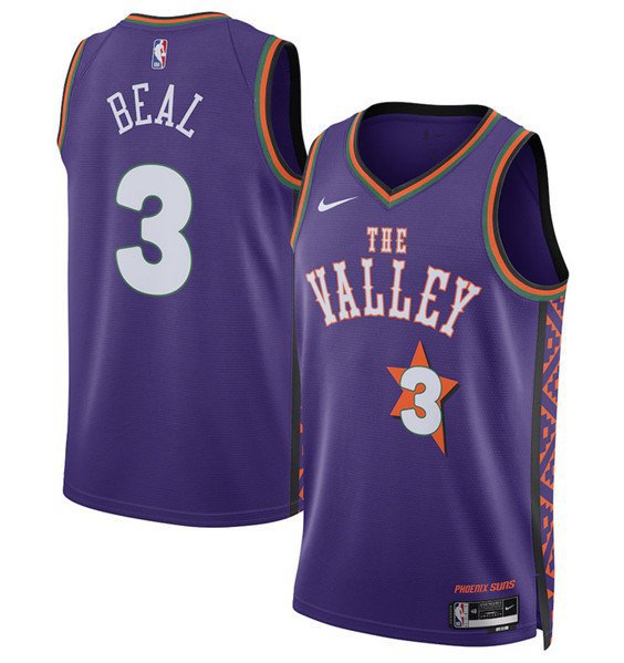 Men's Phoenix Suns #3 Bradley Beal Purple 202425 City Edition Swingman Stitched Basketball Jersey