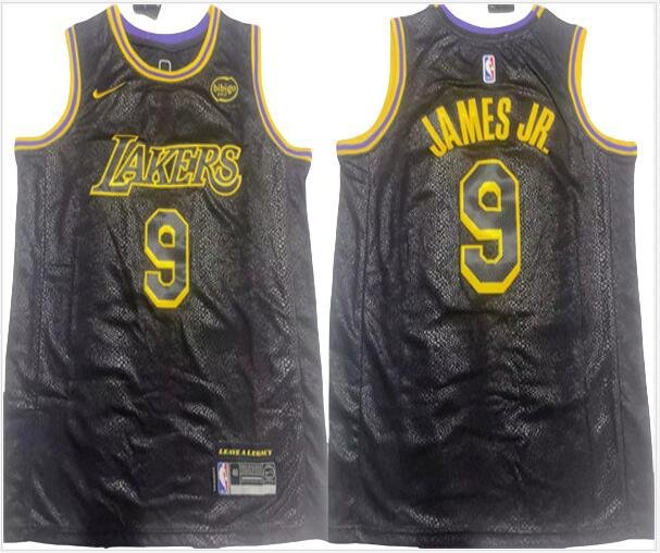 Men's Lakers Bronny James Jr. Black 2024 Basketball Jersey Snake skin pattern