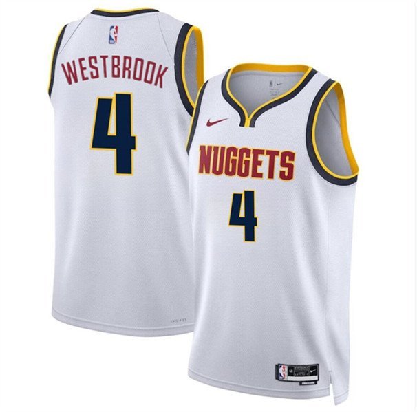 Men's Youth Denver Nuggets Russell Westbrook White 2024 Association Edition Stitched Jersey