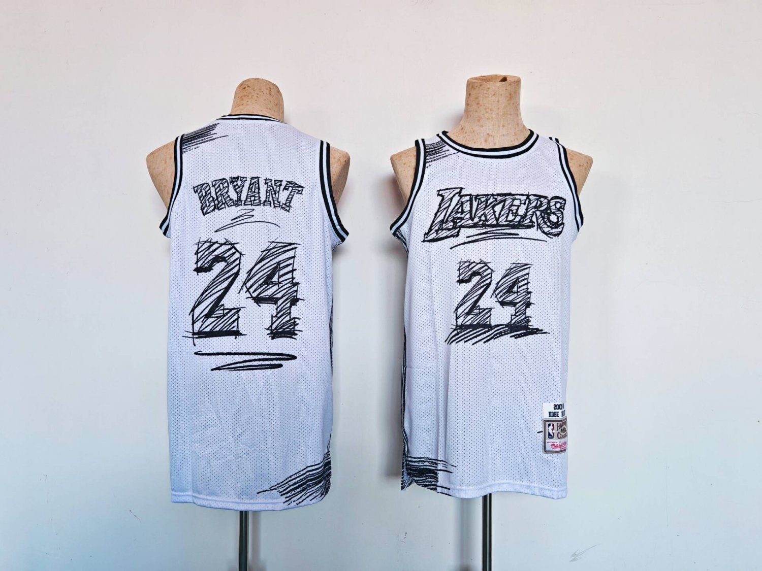 Men's Los Angeles Lakers Kobe Bryant Sketch Basketball Jersey White