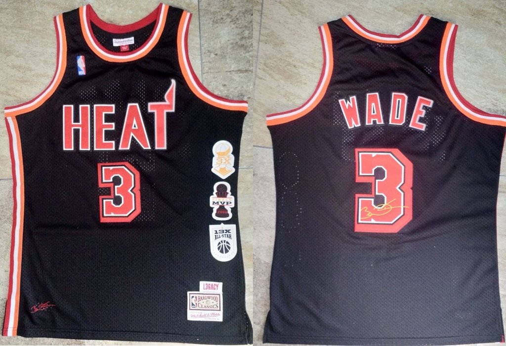 Men's Heat Dwyane Wade Retro Retire AU Black Jersey Commemorate