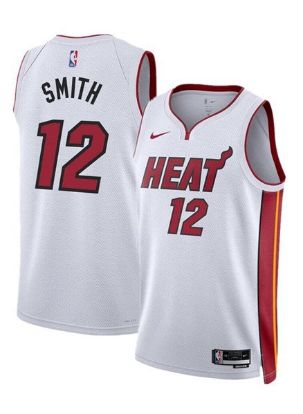 Men's Miami Heat Dru Smith White 2024 Association Edition Stitched Basketball Jersey