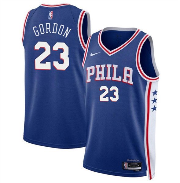 Men's Philadelphia 76ers Eric Gordon Royal Icon Edition Stitched Jersey