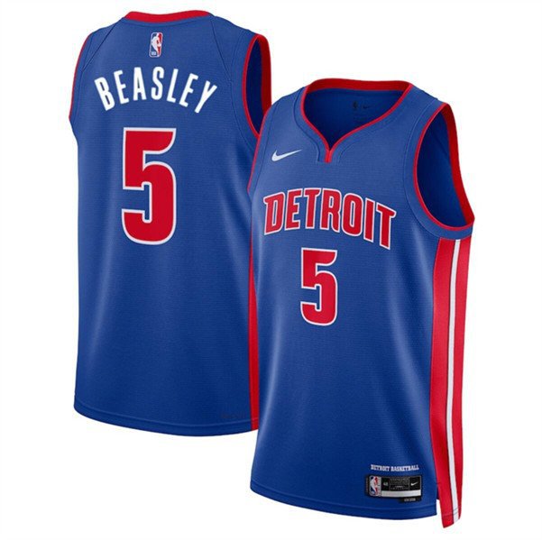 Men's Detroit Pistons Malik Beasley Blue 2024 Icon Edition Stitched Jersey