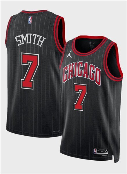Men's Chicago Bulls Jalen Smith Black 2024 Draft Statement Edition Stitched Jersey