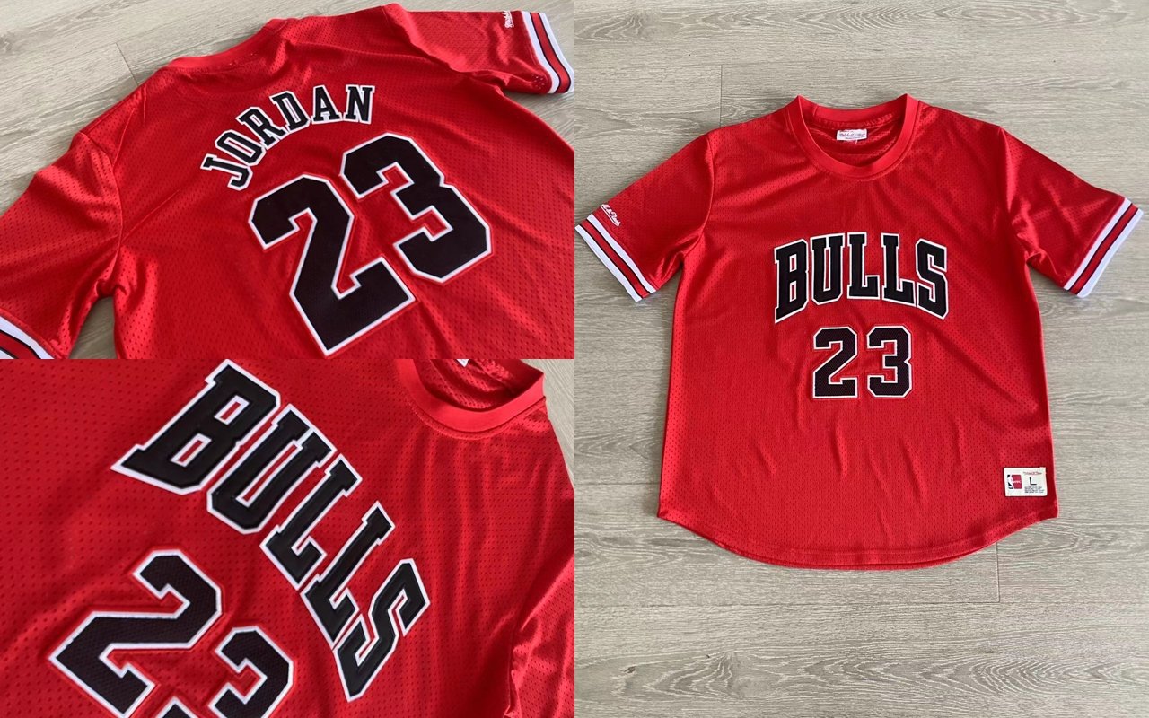 Men's Bulls Michael Jordan Retro Basketball Stitched Short sleeve Red